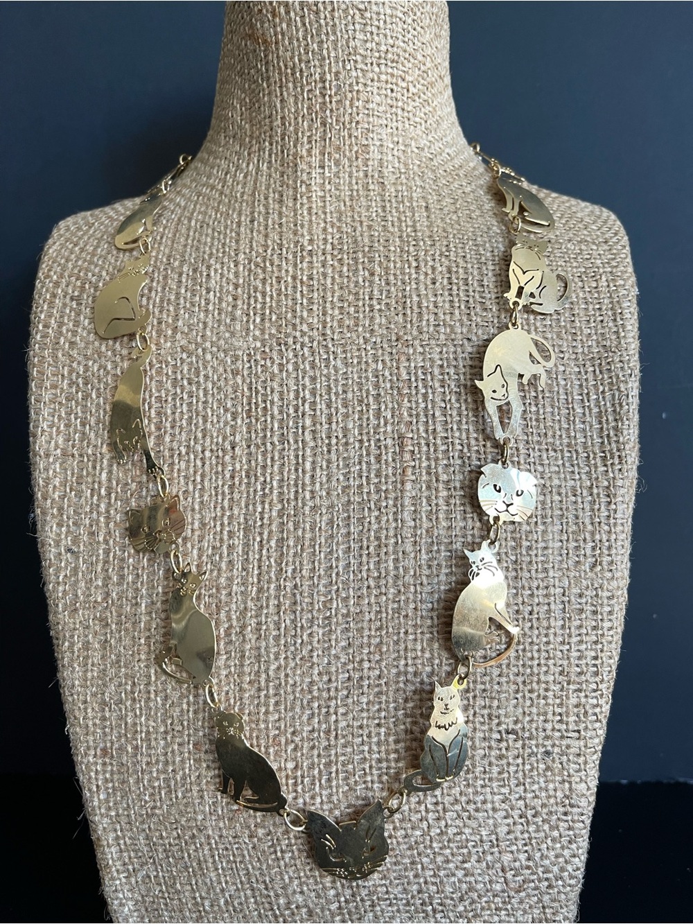 Vintage wild Bryde gold tone Cat Link Necklace .